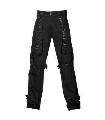 Men Black Baggy Goth Pant Mesh Pockets Punk Cargo Pant